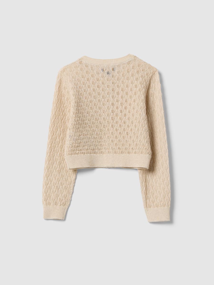 Girls' regular fit beige cotton-blend cardigan_1