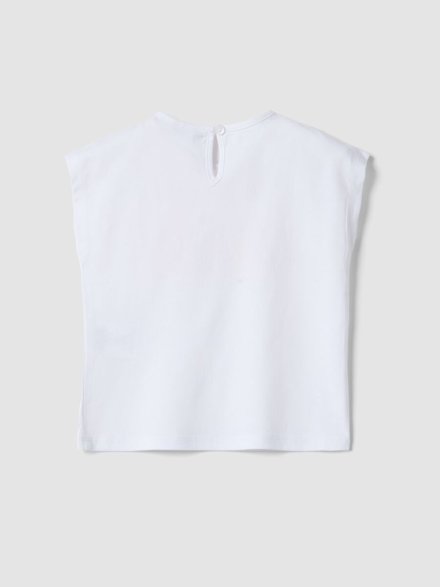 T-shirt senza maniche in puro cotone bianca da bimba regular fit_1
