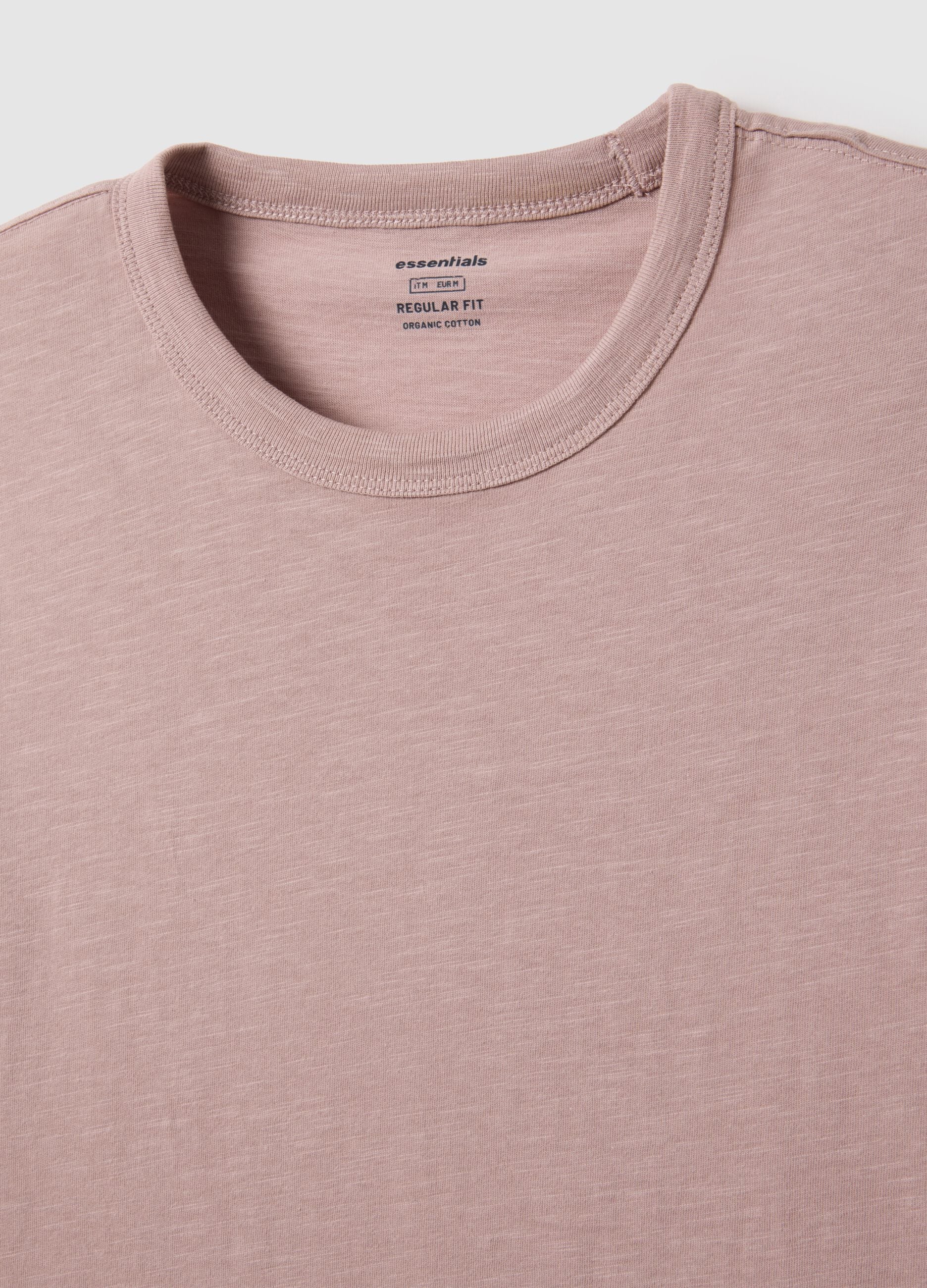Regular fit pink short-sleeved pure cotton T-shirt