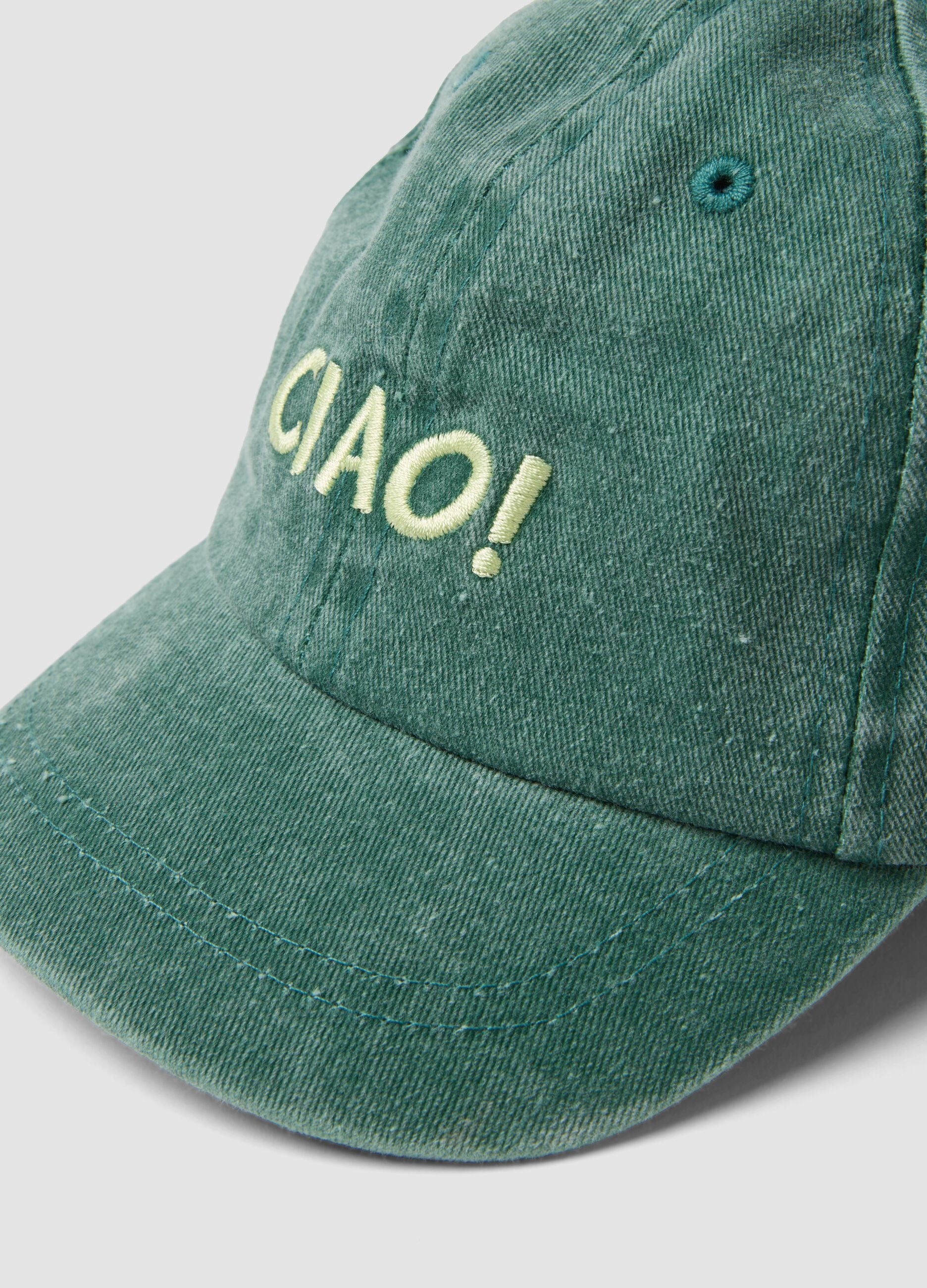 Cappello da baseball verde in puro cotone da bimbo con scritta