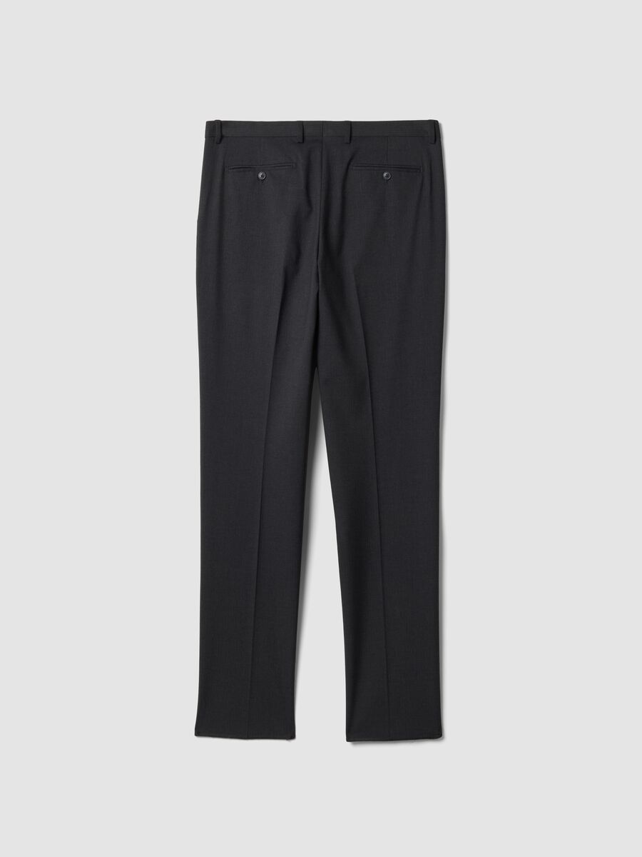 Pantaloni blu in viscosa elasticizzata slim fit_2