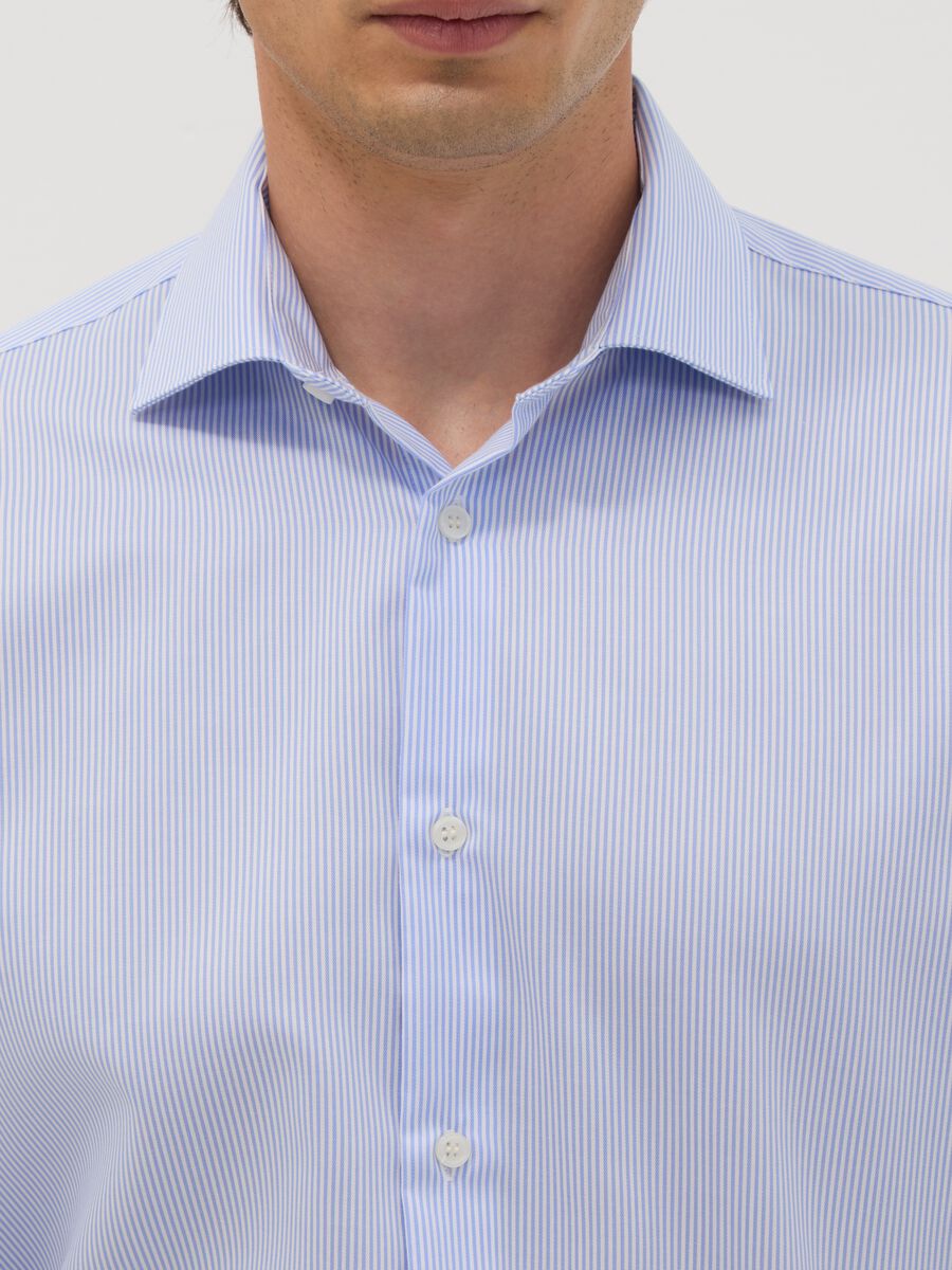 Light blue striped pure cotton shirt with classic collar, regular fit_1