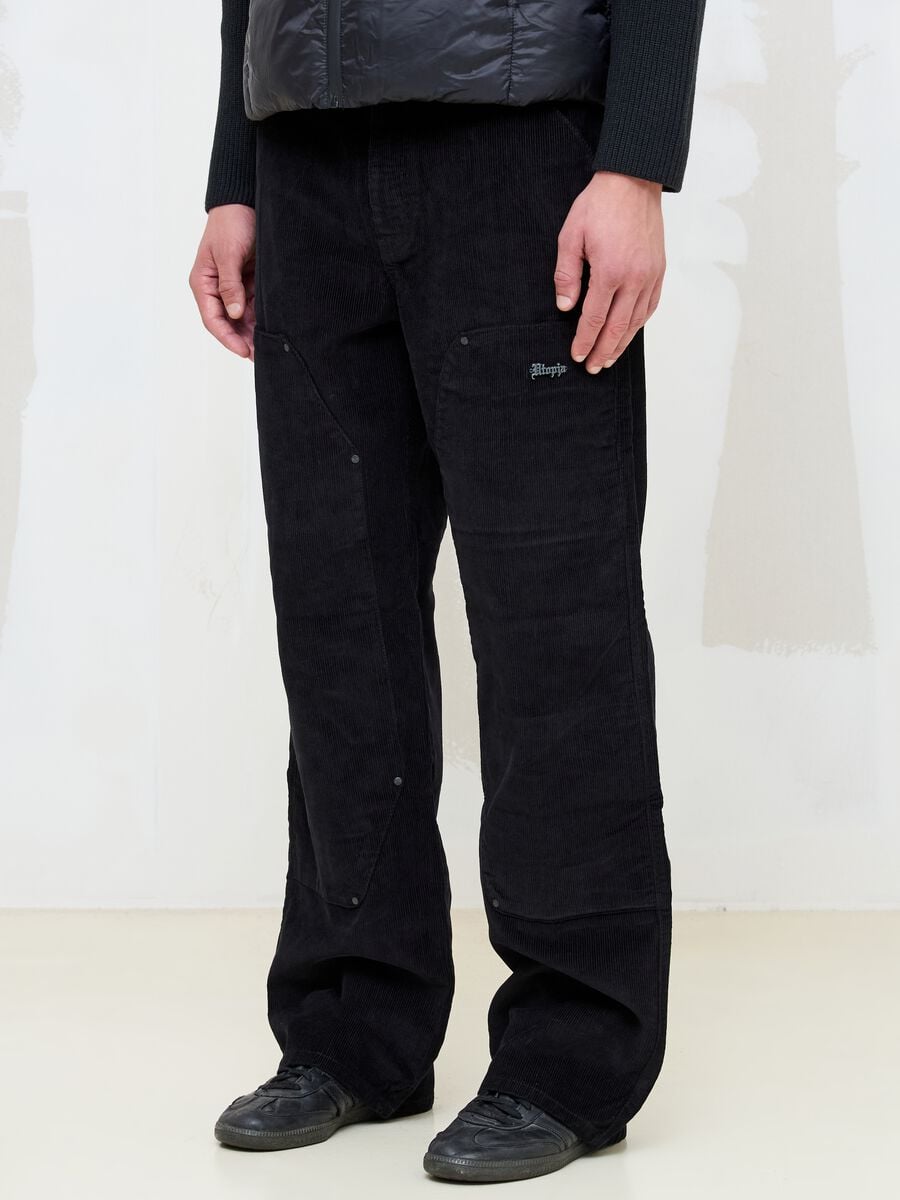 Black Corduroy Carpenter Trousers_2