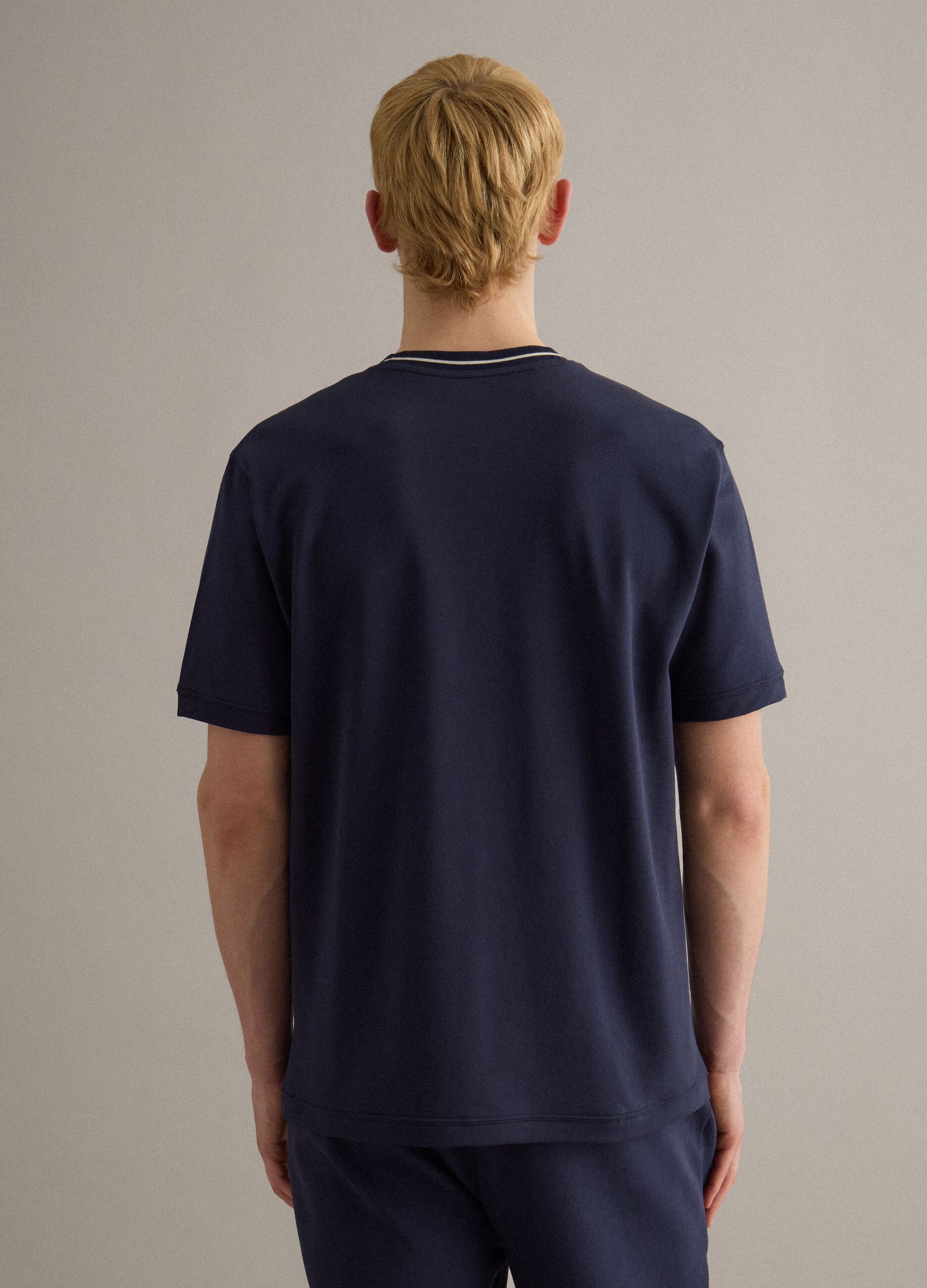 Blue relaxed fit crew neck t-shirt in stretch cotton
