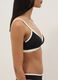 Black stretch-fabric bikini top with white trim and straps_3