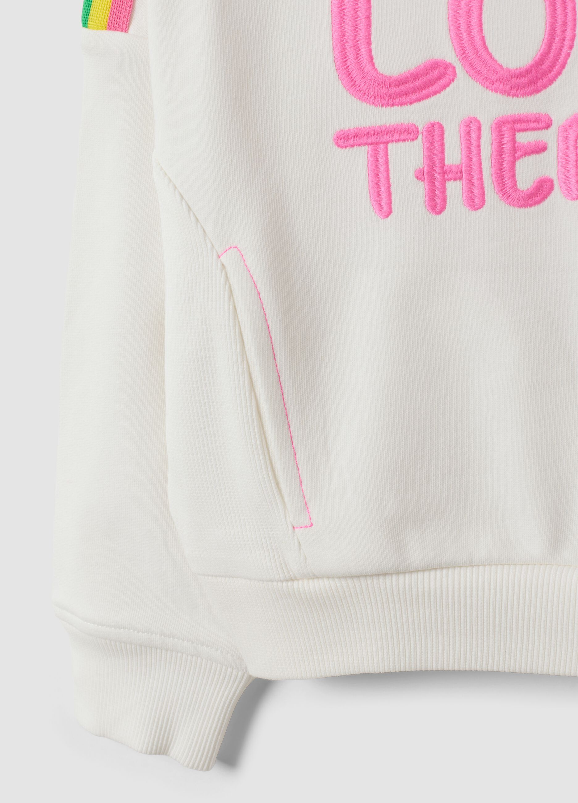 White cotton-blend sweatshirt with Love Therapy slogan for girls