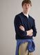 Regular fit blue pure cotton pullover with polo collar_0