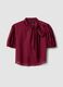 Red pure cotton regular-fit blouse with bow_4