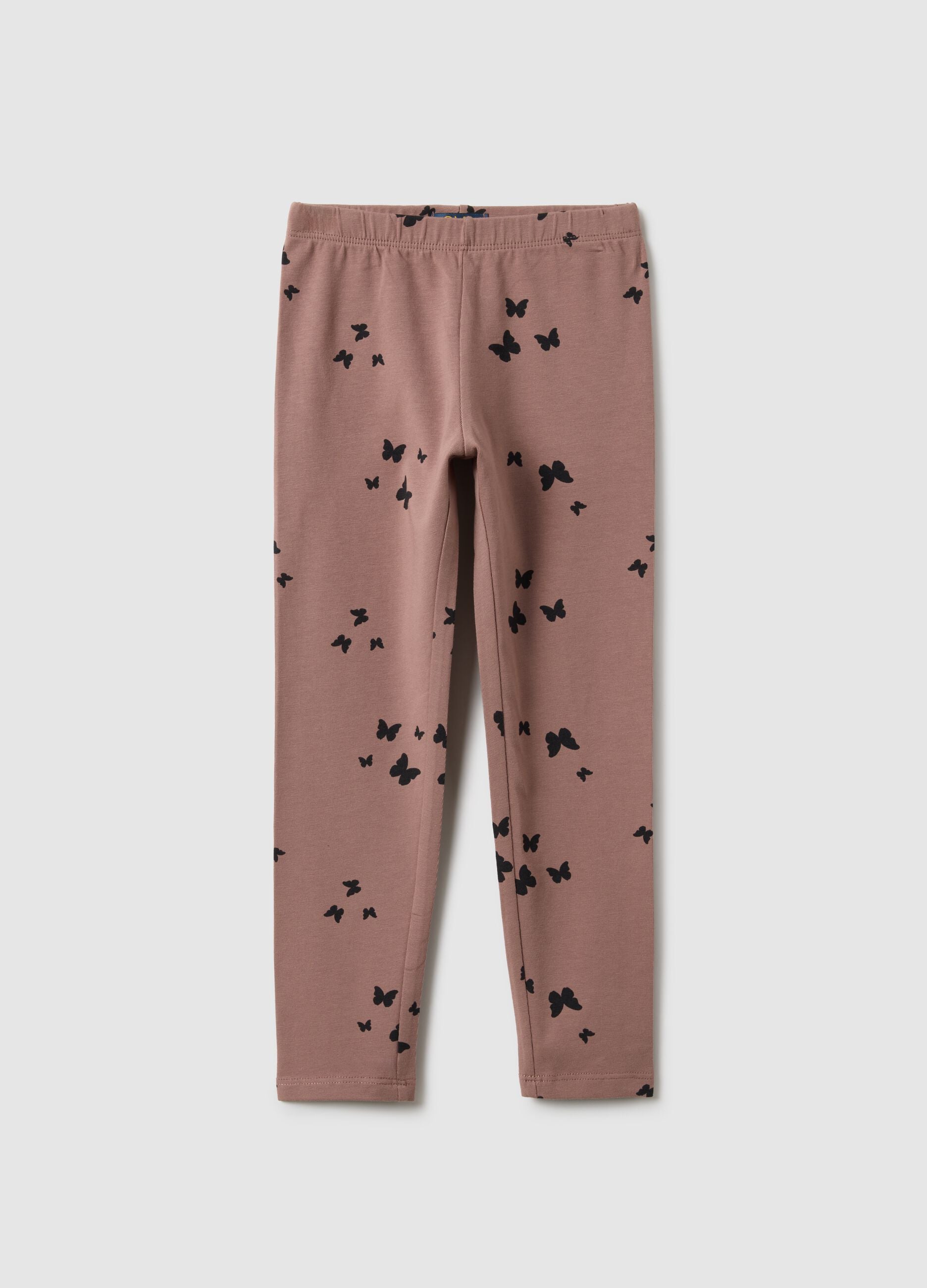 Brown stretch cotton skinny fit leggings for girls