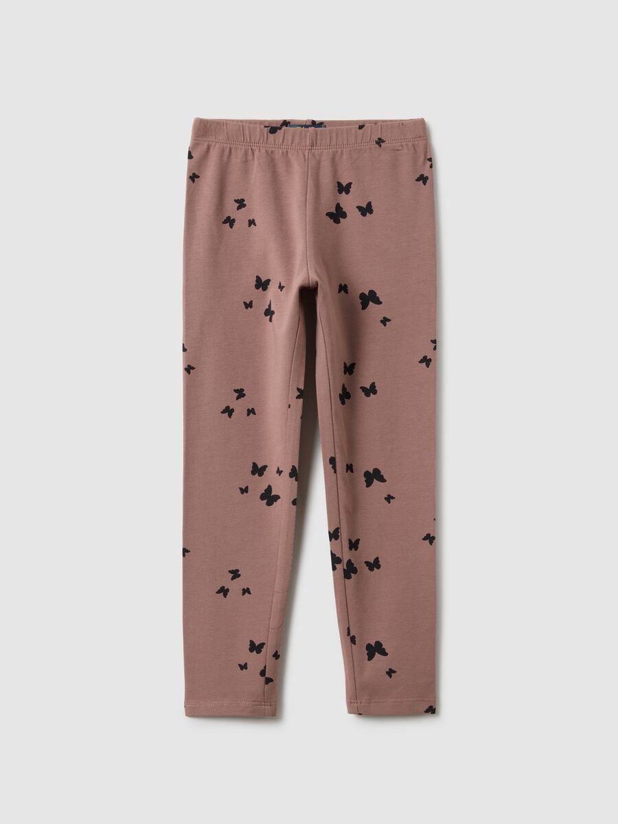 Brown stretch cotton skinny fit leggings for girls_1