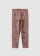 Brown stretch cotton skinny fit leggings for girls_1