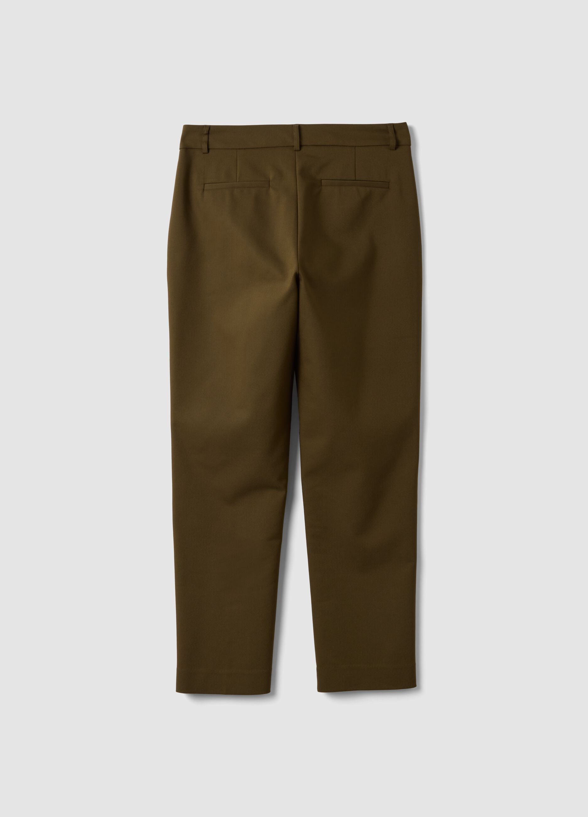 Green slim-fit stretch cotton trousers