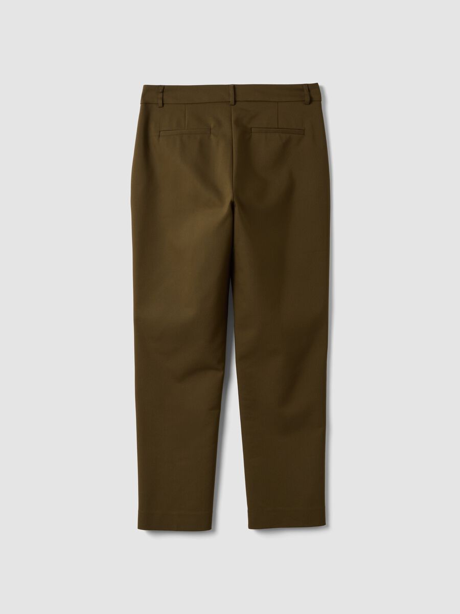 Green slim-fit stretch cotton trousers_5