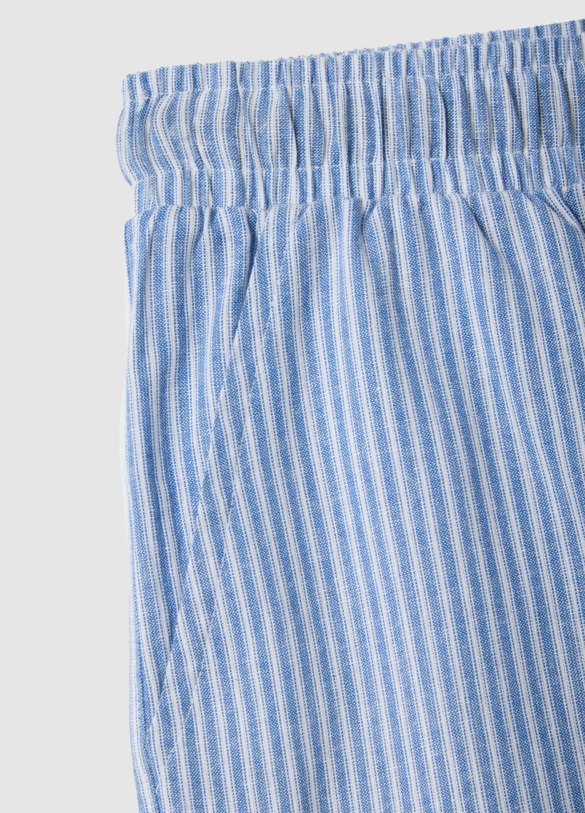 Multicolour striped pure cotton pyjama shorts regular fit