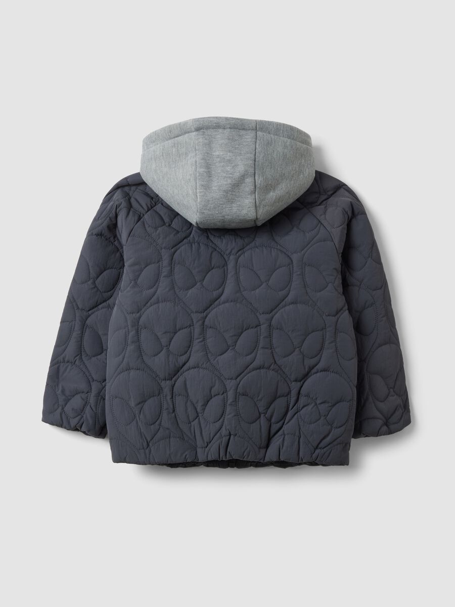 Grey quilted hooded jacket with MARVEL Spider-Man embroidery for boys_1