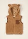 Brown teddy-effect hooded gilet_0