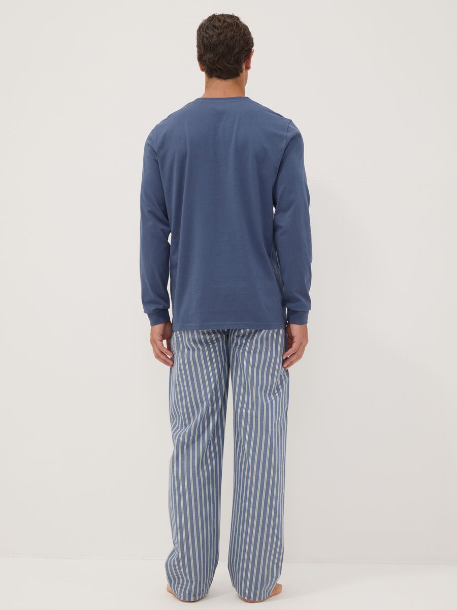 Blue pure organic cotton pyjamas with grandad collar, regular fit_2