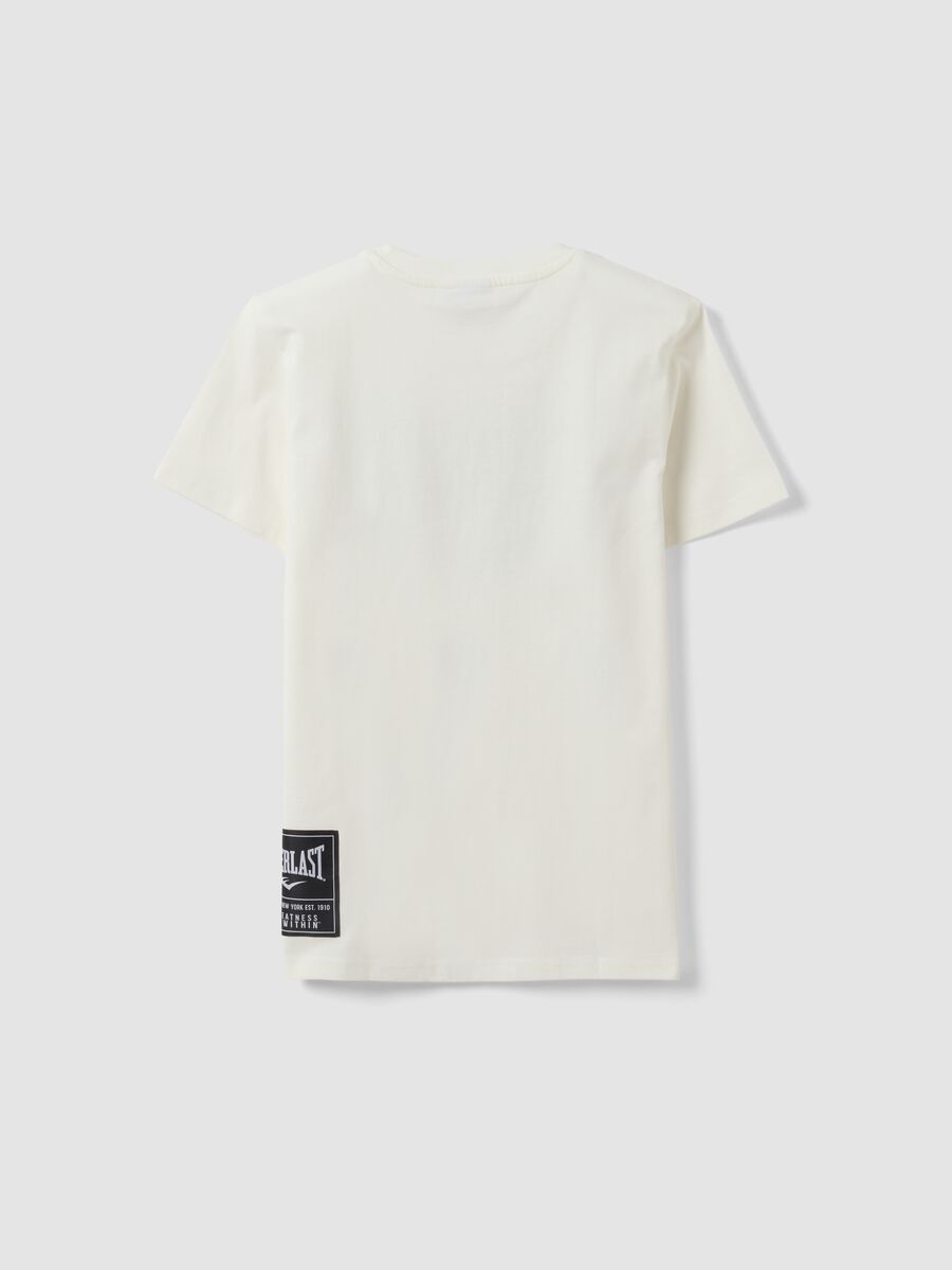 White pure cotton T-shirt with front print, regular fit for boys_1