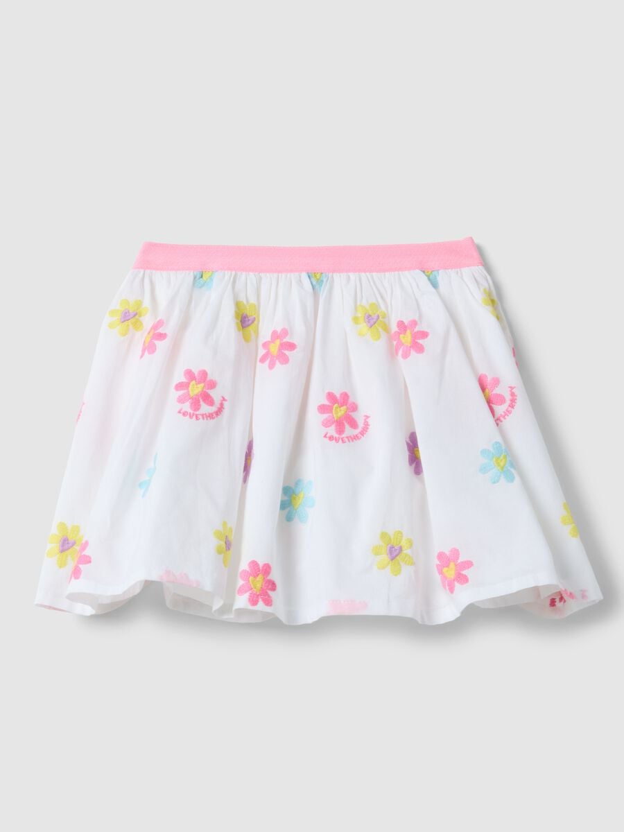Girls' regular fit skirt with multicolour pure cotton and flowers_0