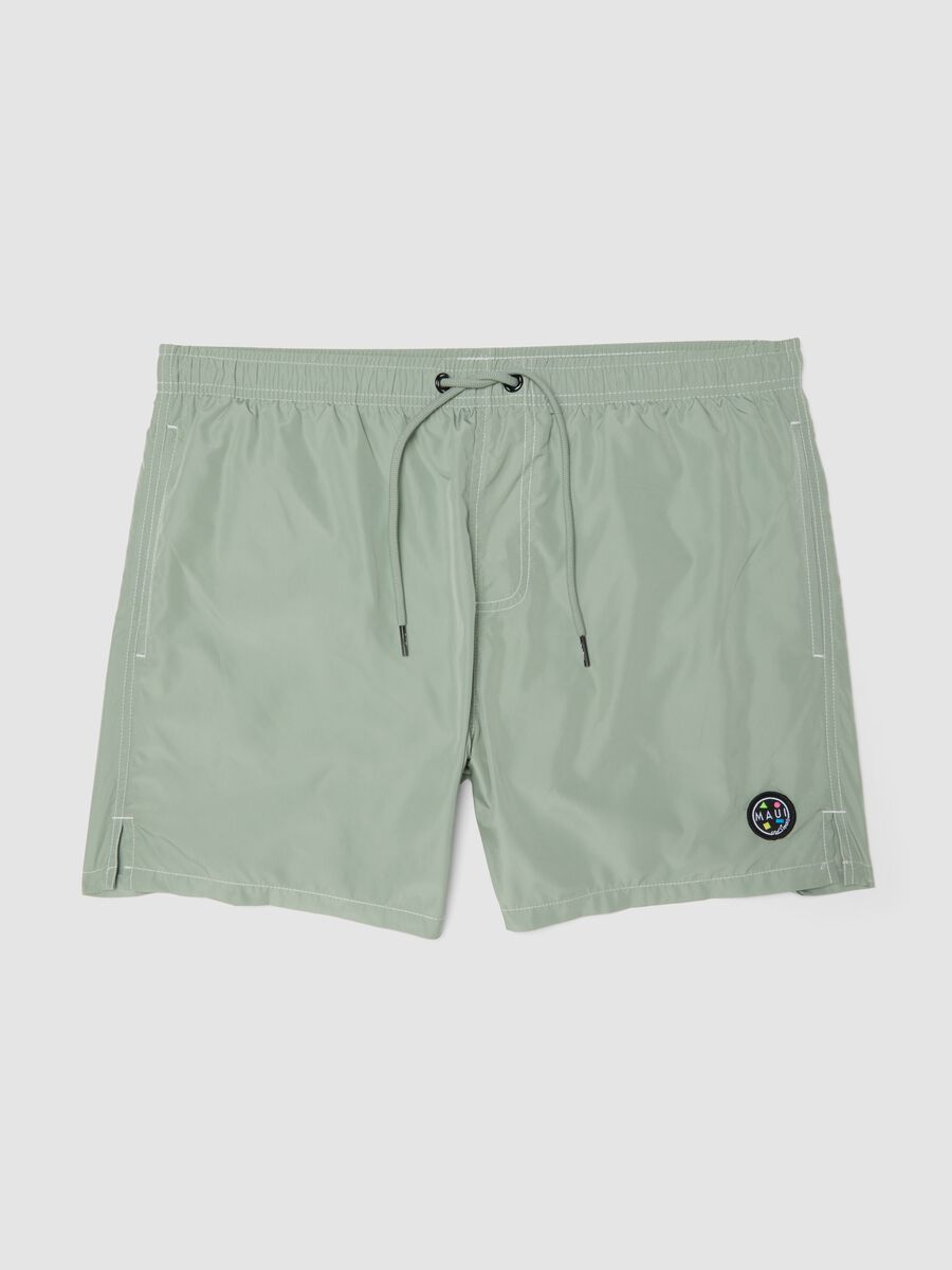 Green swim shorts with elasticated waistband and drawstring_5