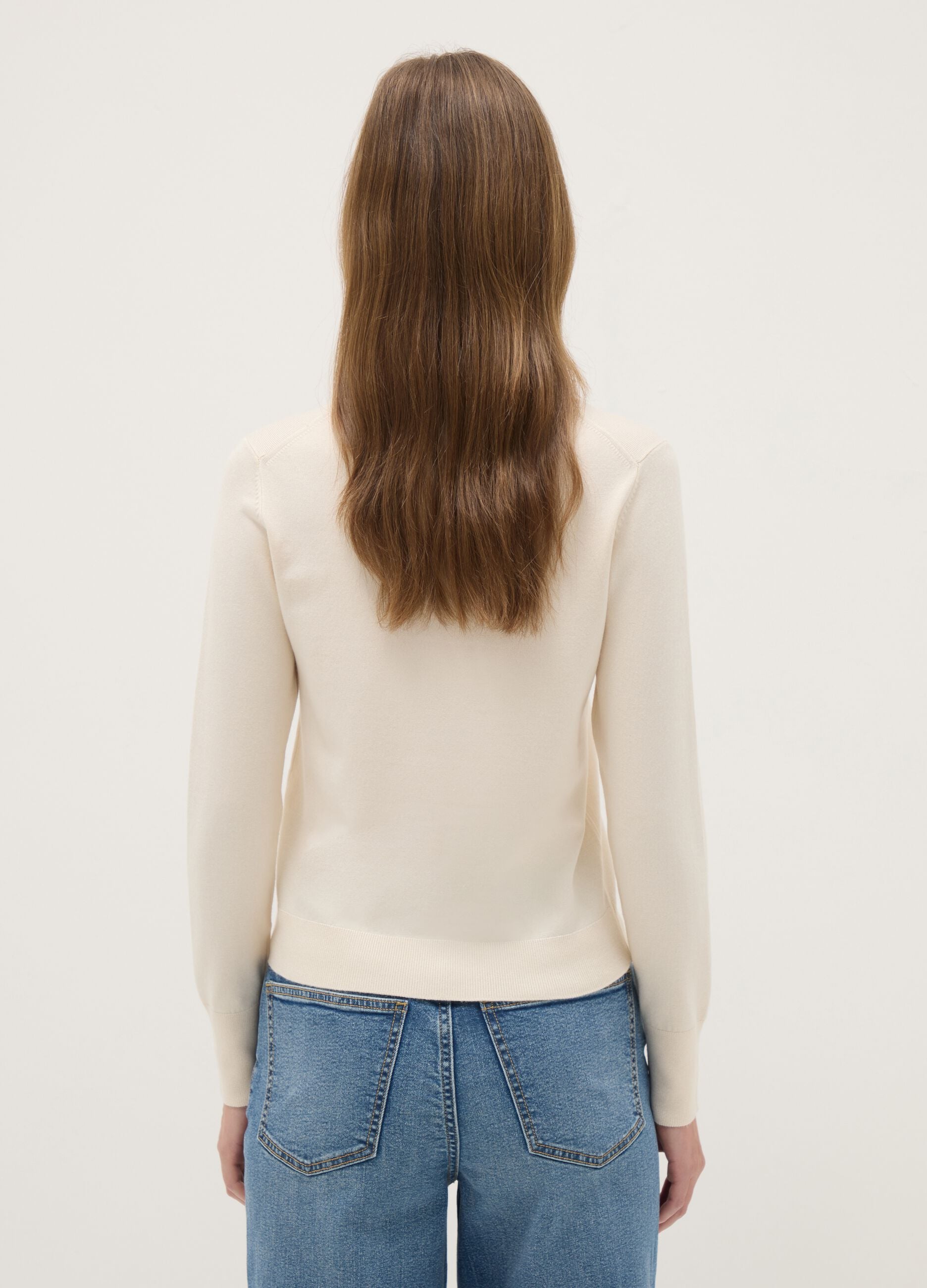 Beige Round Neck Regular Fit Sweater