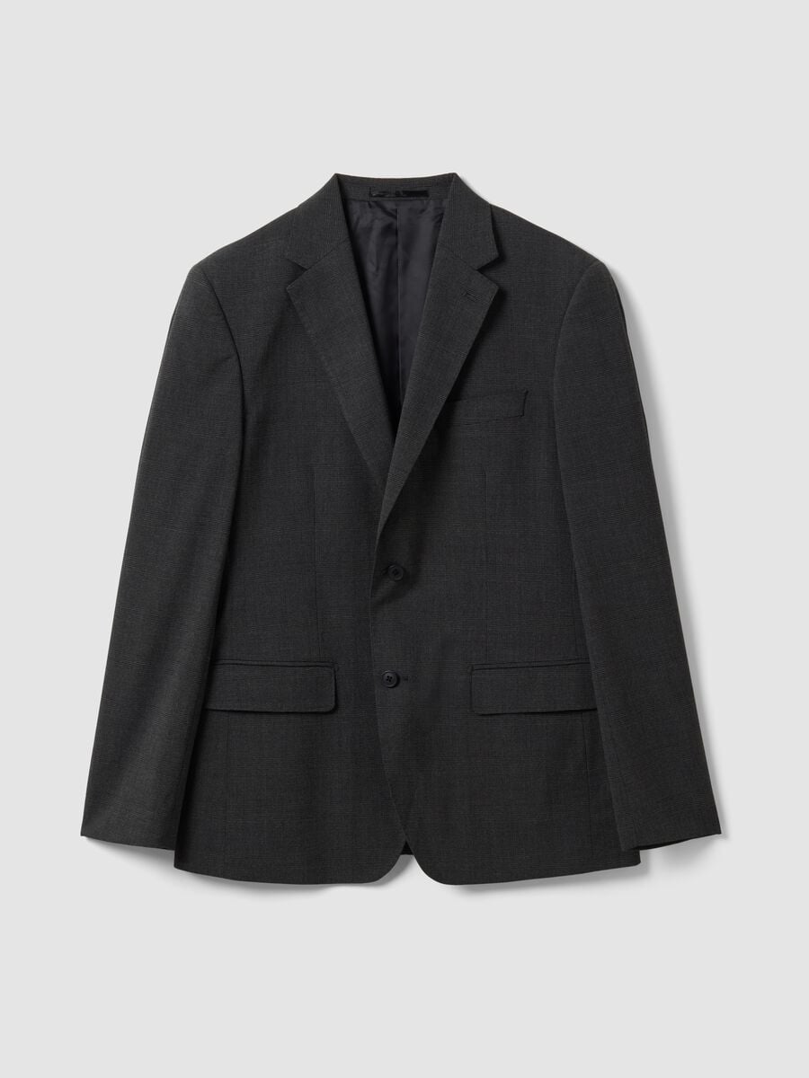 Blazer grigio in viscosa elasticizzata con rever classico slim fit_4
