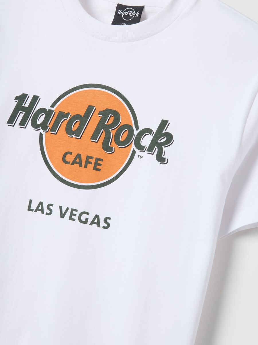 White pure cotton regular fit t-shirt with Hard Rock Cafe logo_5