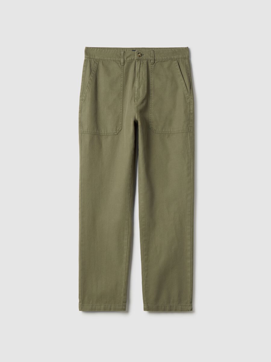 Green Cotton and Linen Trousers Regular Fit_4
