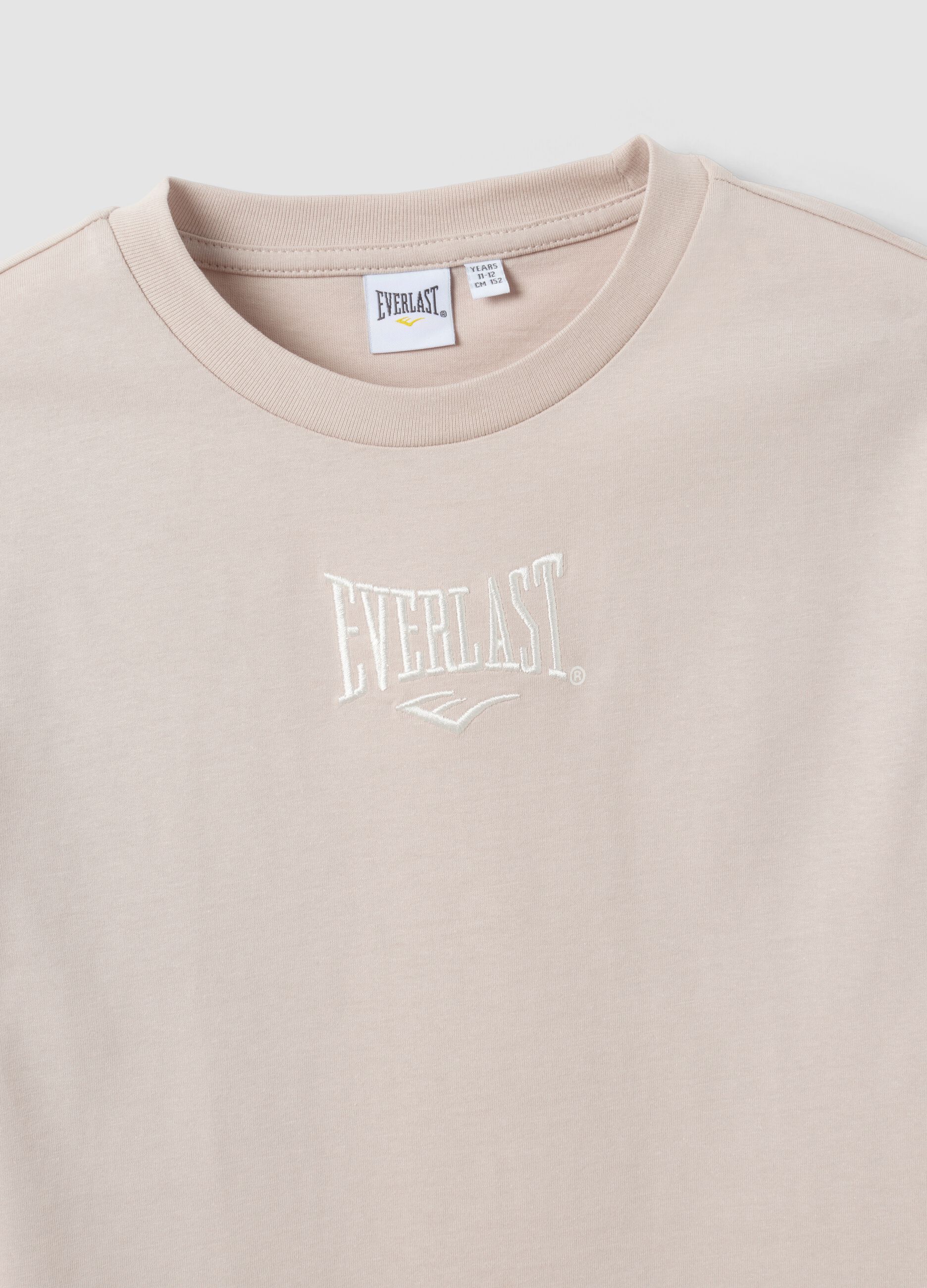 Beige pure cotton regular-fit printed T-shirt for girls