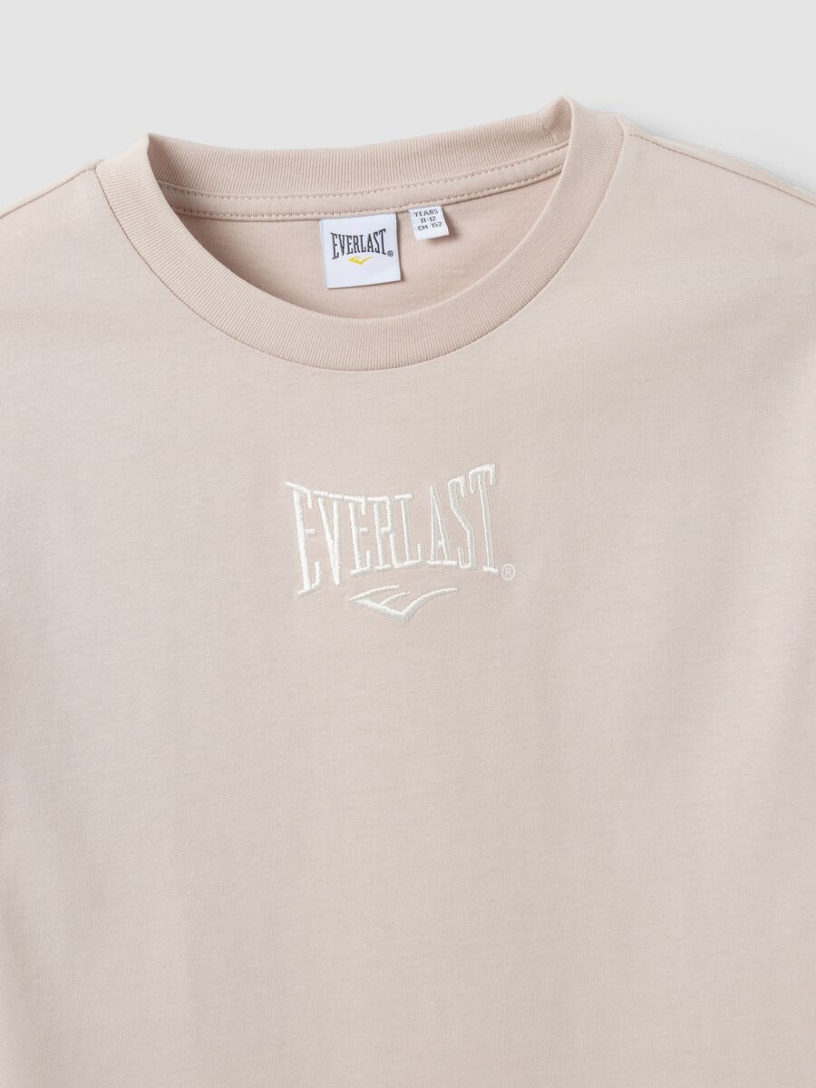 Beige pure cotton regular-fit printed T-shirt for girls_4