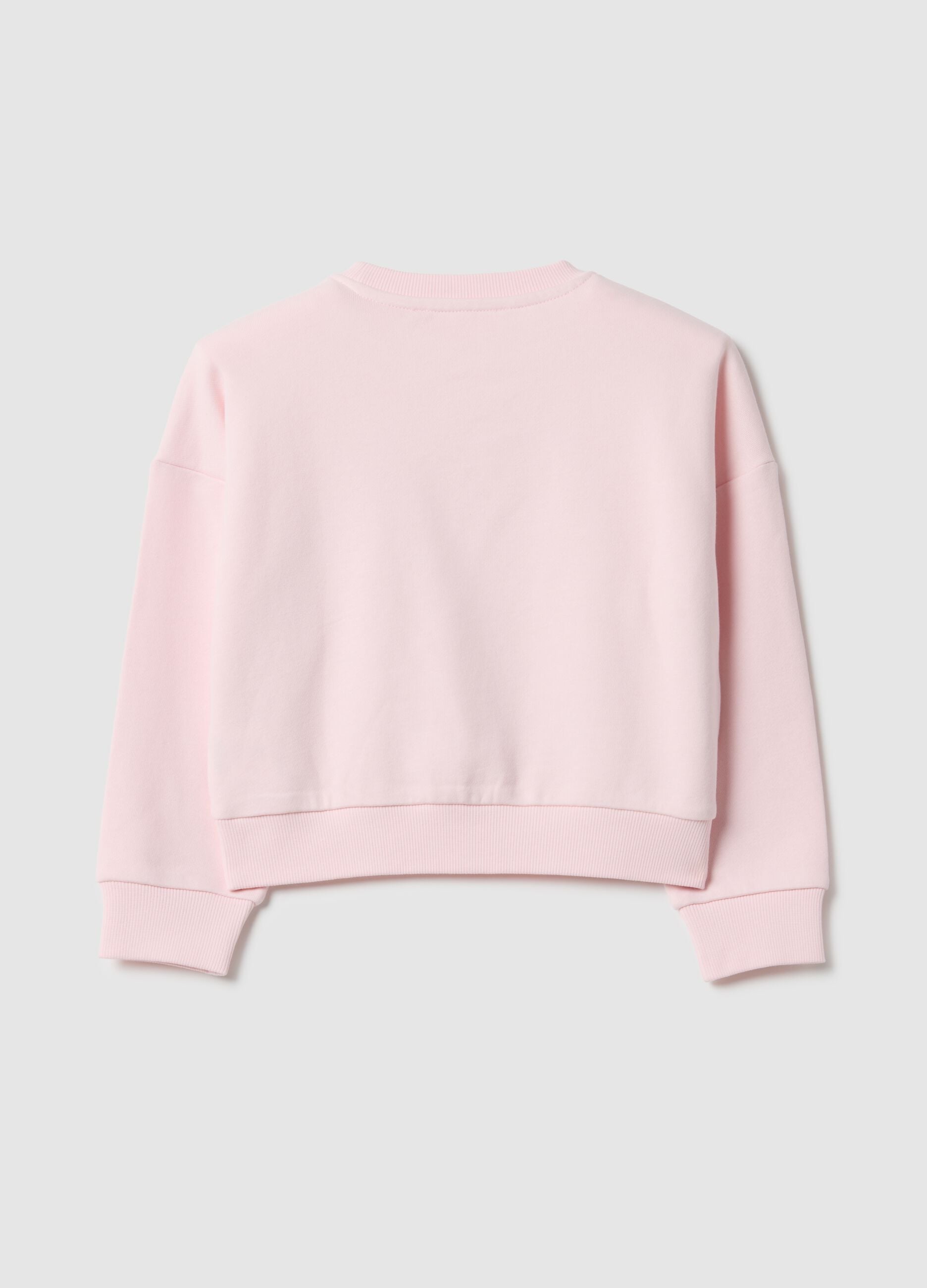 Regular fit pink cotton-blend sweatshirt with heart for girls