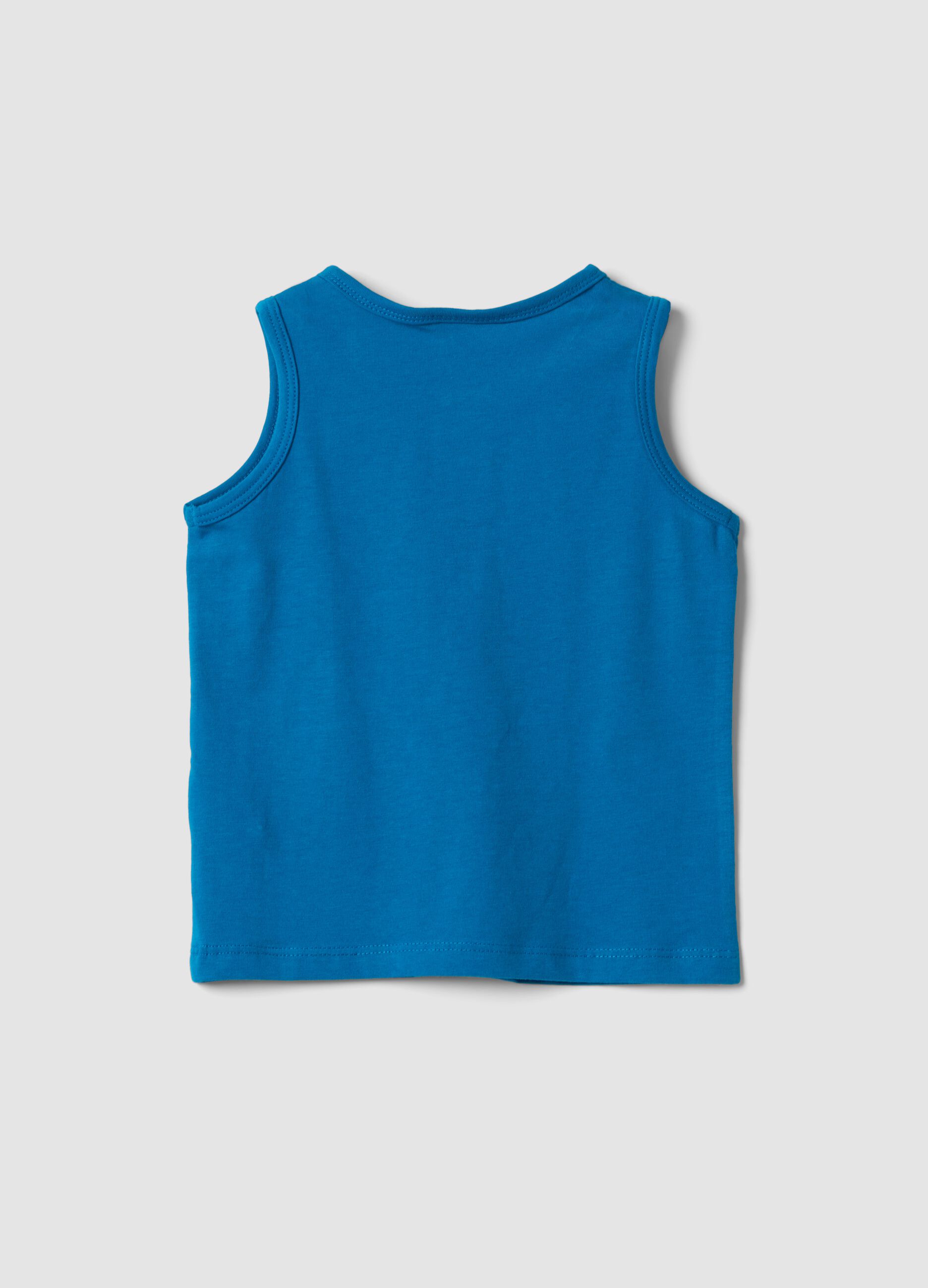 Blue pure cotton vest top