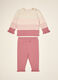 Pink pure cotton knit set with top and trousers_0