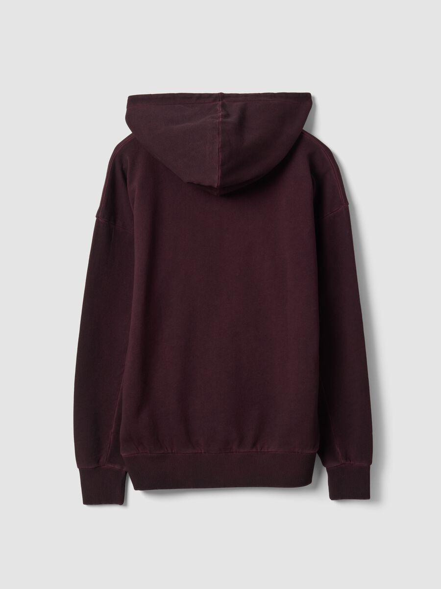 Felpa rossa in puro cotone con cappuccio over fit_2