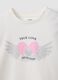White pure organic cotton T-shirt with heart and wings print for girls_2