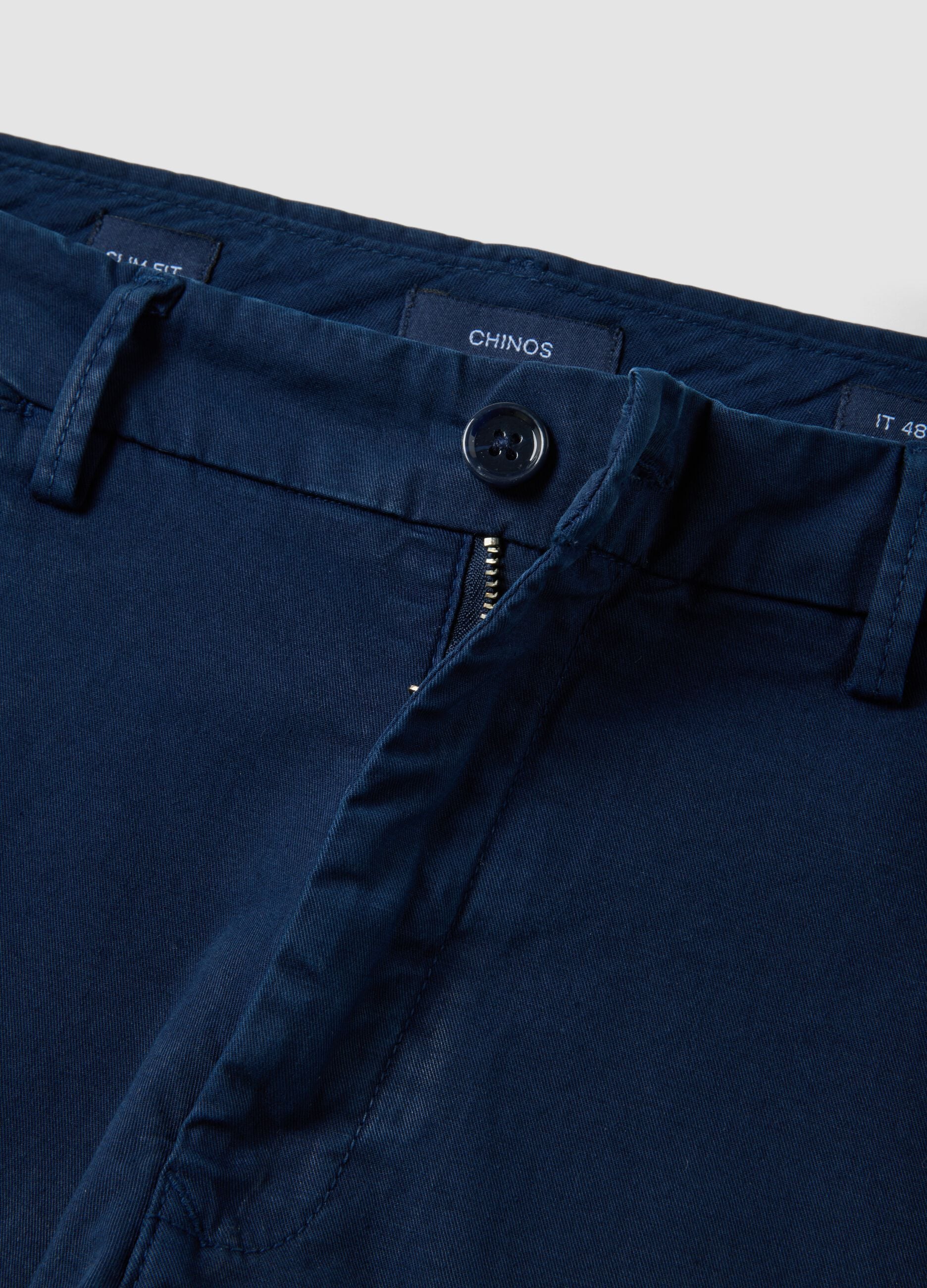 Blue slim-fit stretch cotton chinos