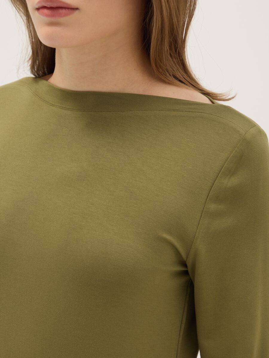Green crew neck long sleeve regular fit t-shirt_3