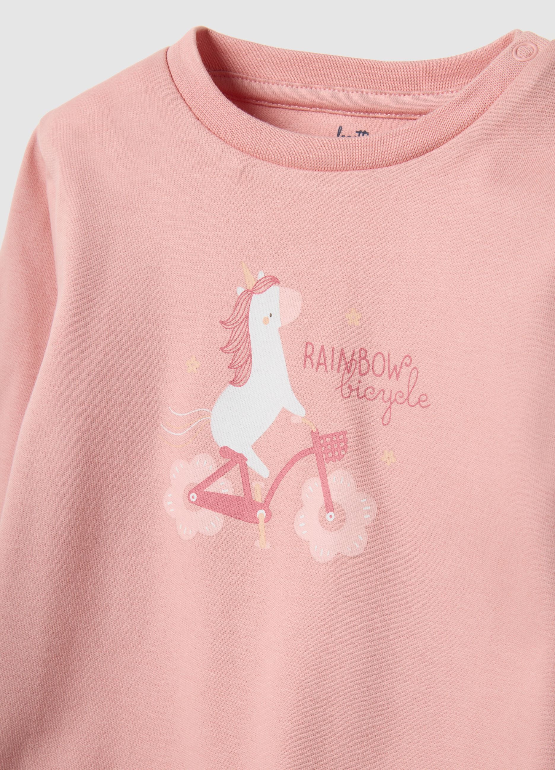 Baby girl's pink pure cotton pyjamas in regular fit with print
