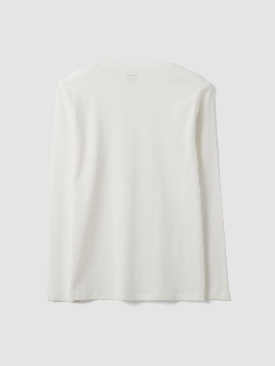White long-sleeved crew-neck T-shirt in pure organic cotton_2