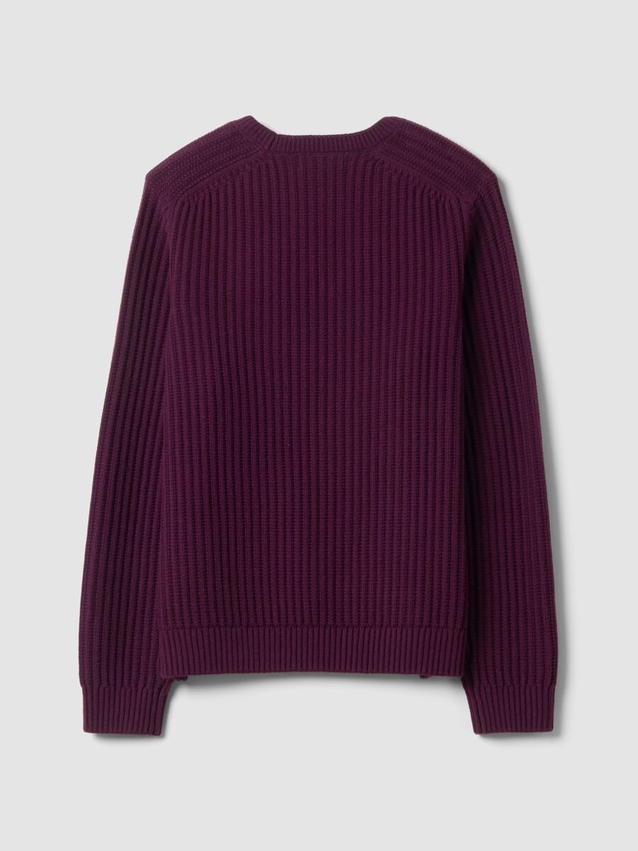 Purple ribbed cotton-blend crew-neck jumper, regular fit_6