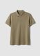 Beige short-sleeve organic cotton polo shirt, regular fit_4