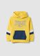 Yellow regular-fit cotton hoodie with logo for boys_0
