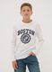 White pure organic cotton T-shirt with varsity print_1