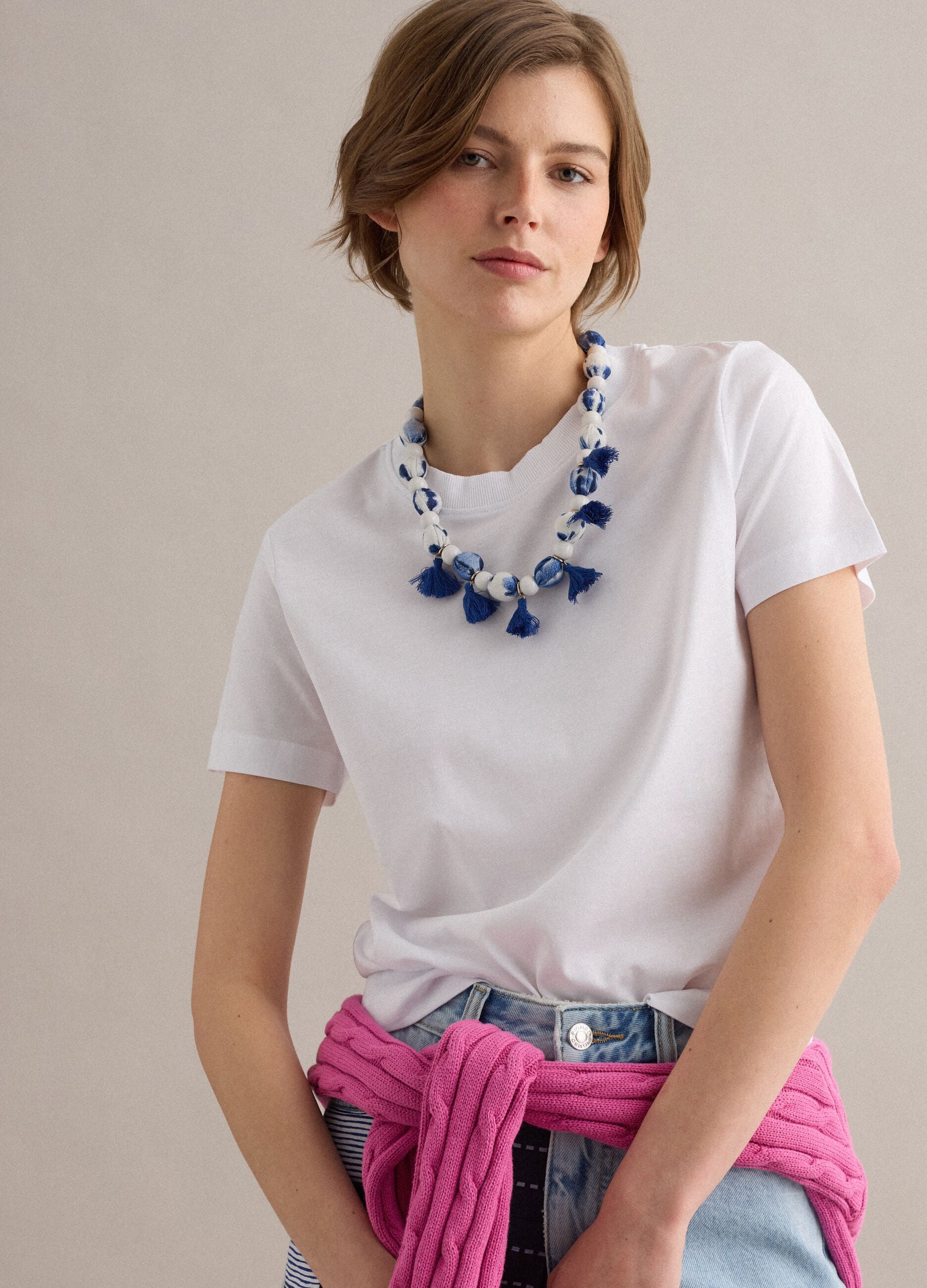 White short-sleeve regular-fit Supima cotton T-shirt
