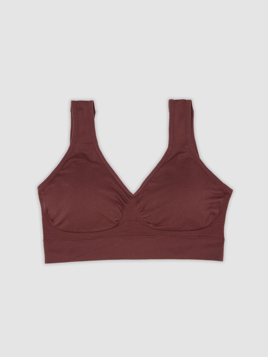 Brown stretch-fabric bra with removable padding_4