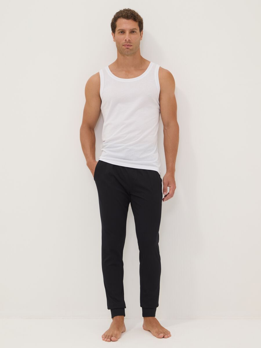 Blue organic cotton pyjama trousers with elasticated waistband_0