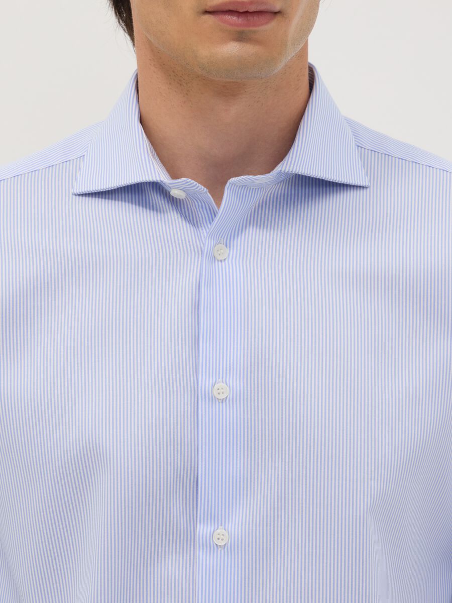 Light blue pure cotton non-iron slim-fit shirt_1