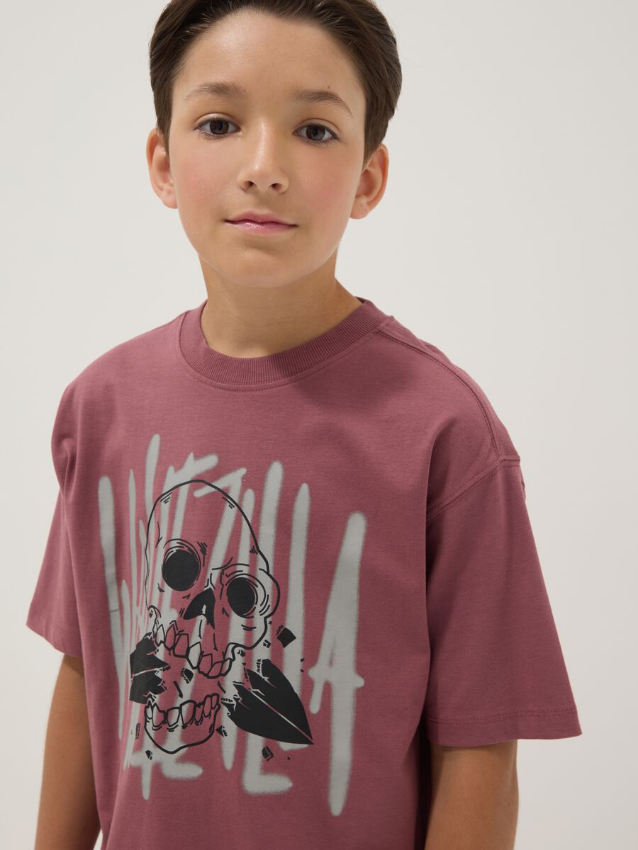 T-shirt viola a maniche corte in puro cotone_2