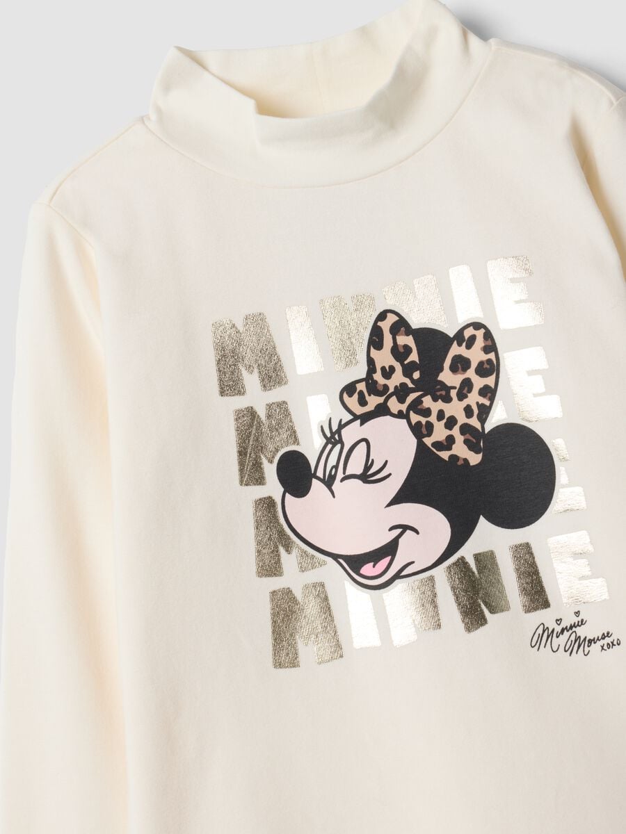 White stretch cotton Minnie print top_2