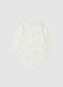 White baby girl's bodysuit in pure cotton with collar and embroidery_0